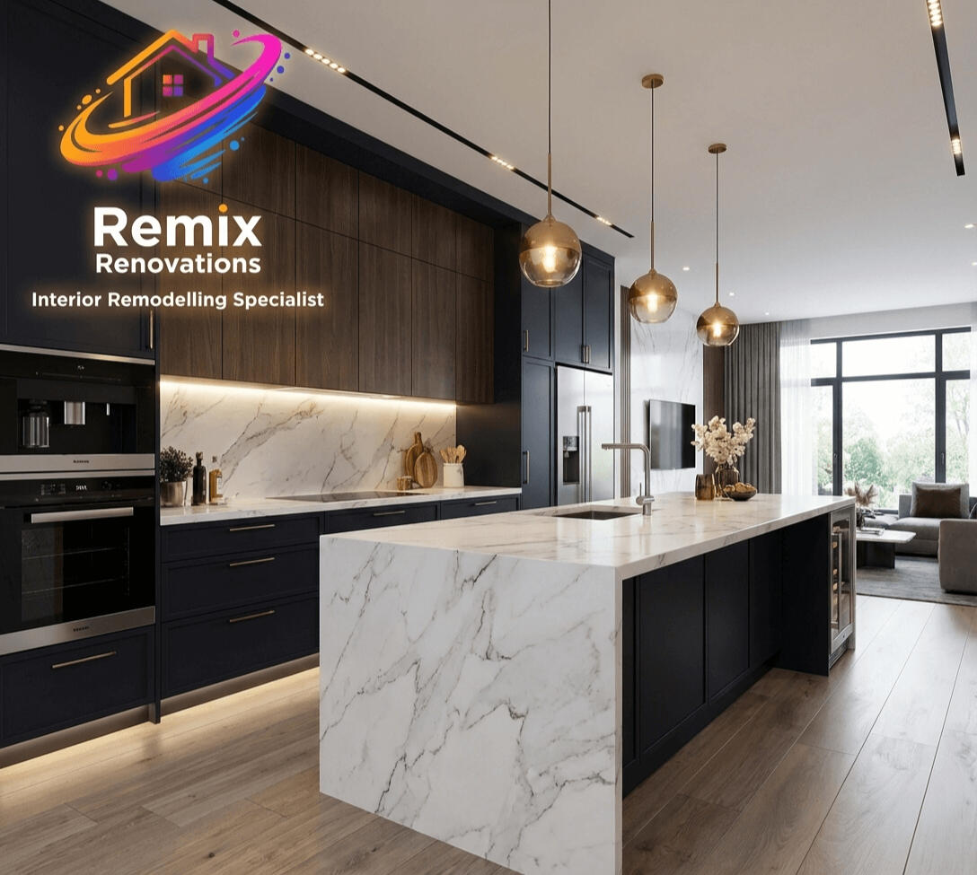 Remix Renovations Ltd Bespoke modern kitchen installation in North Leeds